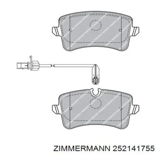 Задні гальмівні колодки Zimmermann 252141755 ціна, від 44.63 USD