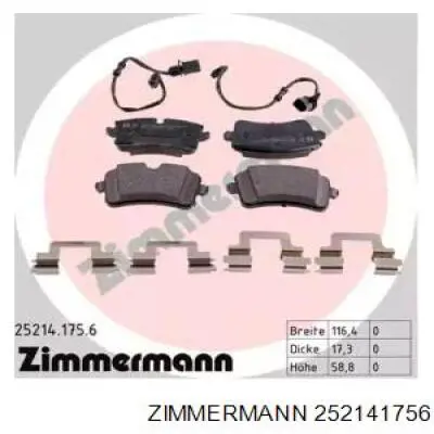 252141756 Zimmermann колодки гальмові задні, дискові