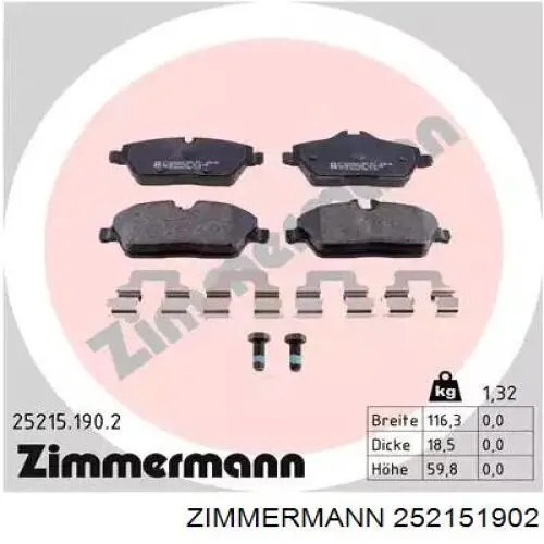Задні гальмівні колодки Zimmermann 252151902 ціна, від 61.25 USD