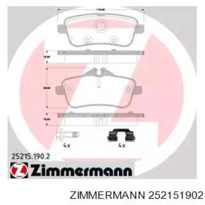 252151902 Zimmermann колодки гальмові задні, дискові