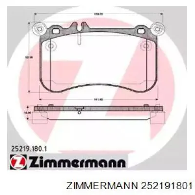 252191801 Zimmermann колодки гальмівні передні, дискові