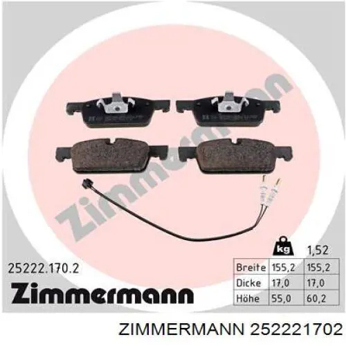 252221702 Zimmermann Передні гальмівні колодки