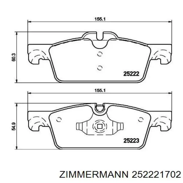Купити 252221702 Zimmermann Колодки гальмівні передні, дискові