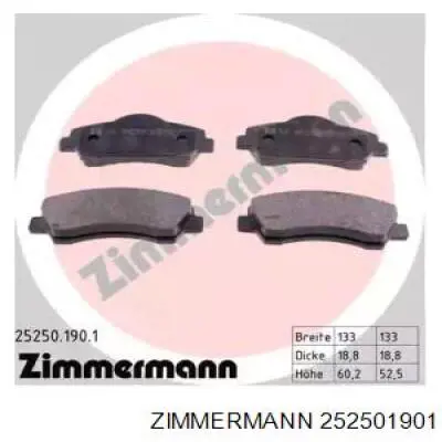 252501901 Zimmermann колодки гальмівні передні, дискові