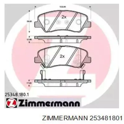253481801 Zimmermann колодки гальмівні передні, дискові