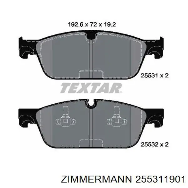 Колодки гальмівні передні, дискові 255311901 Zimmermann
