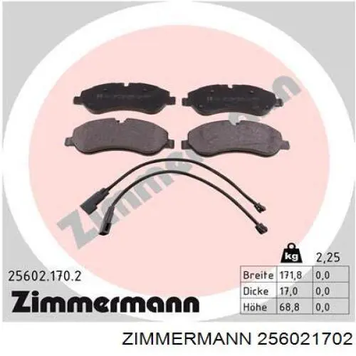 Колодки гальмівні передні, дискові 256021702 Zimmermann