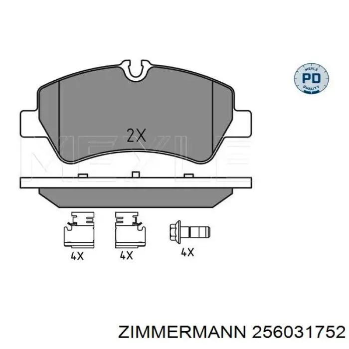 Задні гальмівні колодки 256031752 Zimmermann