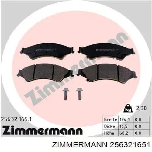 256321651 Zimmermann Передні гальмівні колодки