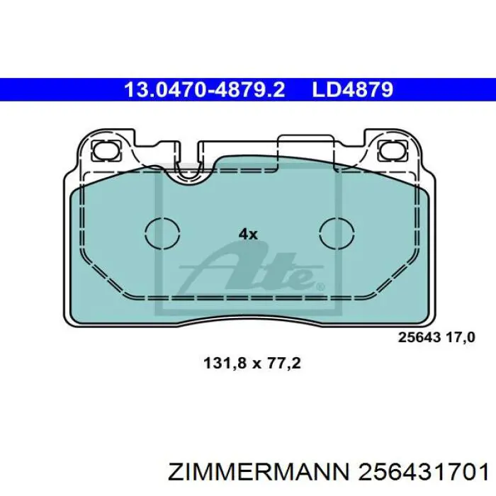256431701 Zimmermann колодки гальмівні передні, дискові