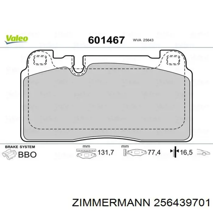 Купити 256439701 Zimmermann Колодки гальмівні передні, дискові