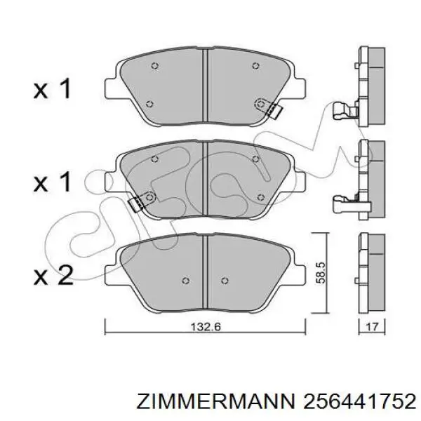 Купити 256441752 Zimmermann Колодки гальмівні передні, дискові
