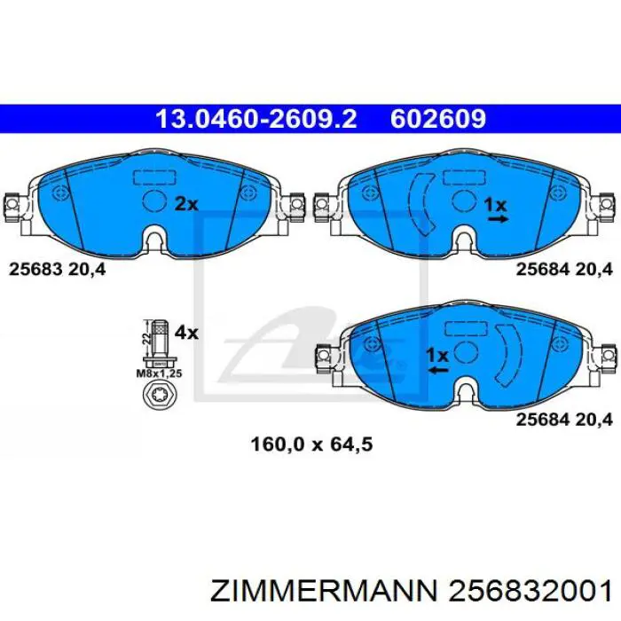 Колодки гальмівні передні, дискові 256832001 Zimmermann