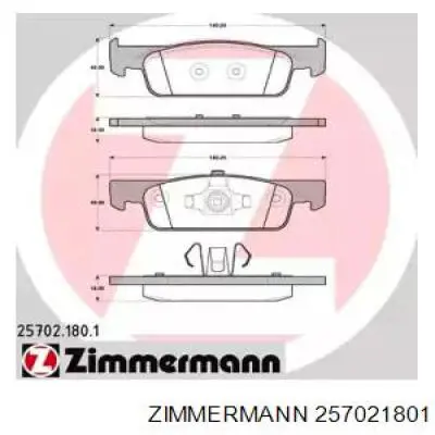 Колодки гальмівні передні, дискові 257021801 Zimmermann