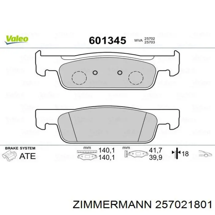 Гальмівні колодки Zimmermann 257021801 ціна, від 21.16 USD