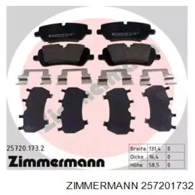 Задні гальмівні колодки Zimmermann 257201732 ціна, від 61.01 USD