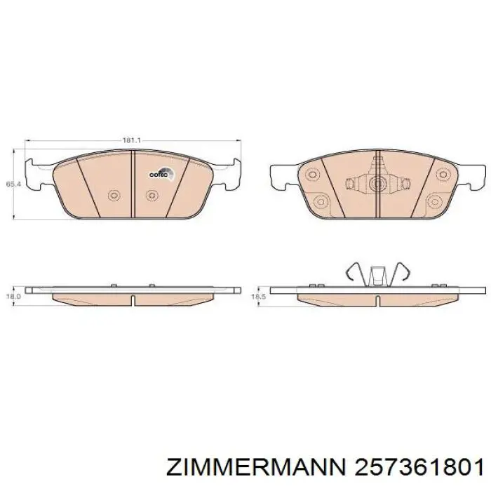 Купити 257361801 Zimmermann Колодки гальмівні передні, дискові