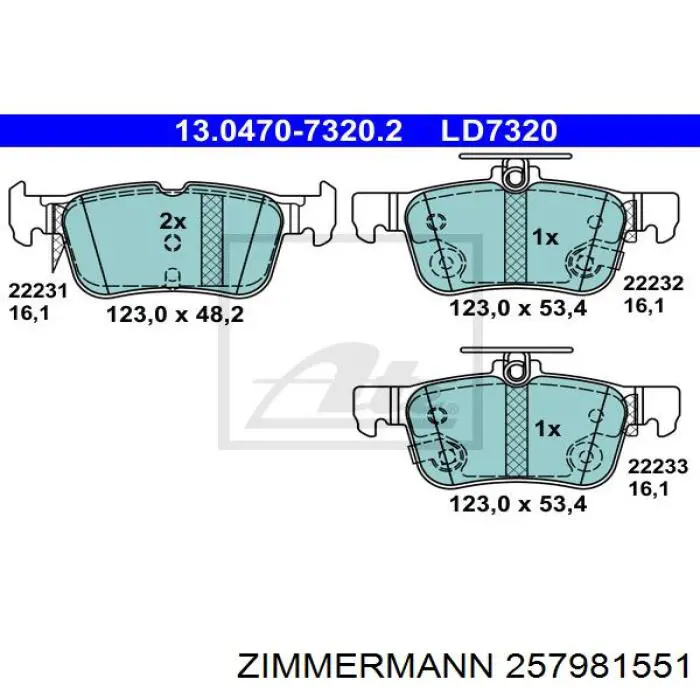 Задні гальмівні колодки Zimmermann 257981551 ціна, від 36.95 USD