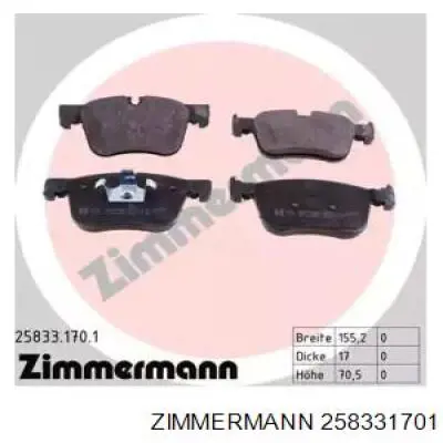 258331701 Zimmermann Передні гальмівні колодки