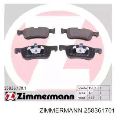 258361701 Zimmermann Передні гальмівні колодки