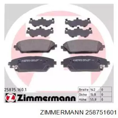 Передні тормозні колодки 258751601 Zimmermann