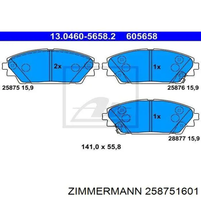 Гальмівні колодки Zimmermann 258751601 ціна, від 47.39 USD