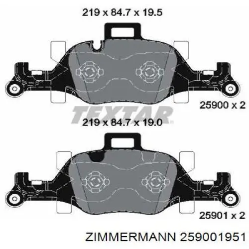 Купити 259001951 Zimmermann Колодки гальмівні передні, дискові