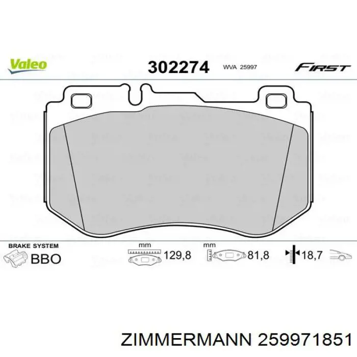 Гальмівні колодки Zimmermann 259971851 ціна, від 51.95 USD