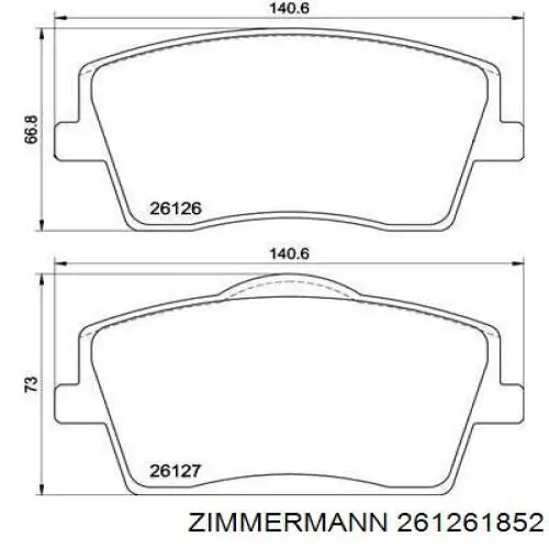 Гальмівні колодки Zimmermann 261261852 ціна, від 51.84 USD