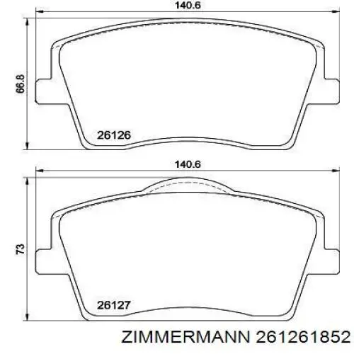261261852 Zimmermann Передні гальмівні колодки