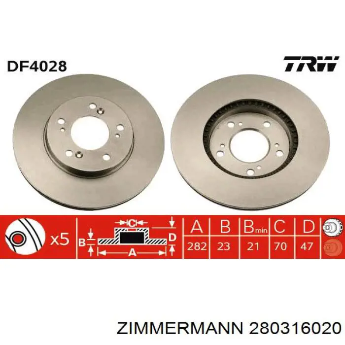 Купити 280316020 Zimmermann Ротор гальмівний