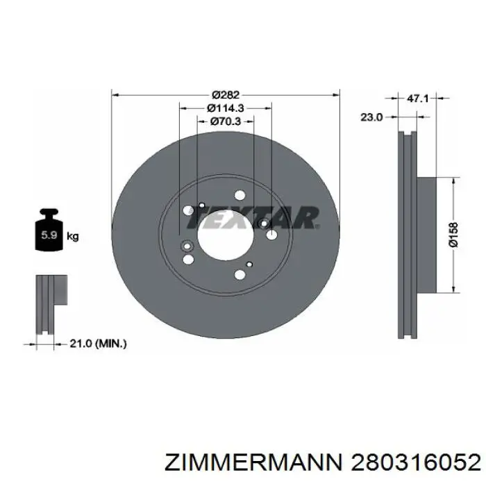 Диск переднього гальма Zimmermann 280316052 ціна, від 34.02 USD