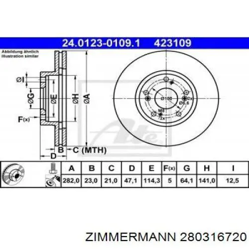 Гальмівні диски передні 280316720 Zimmermann