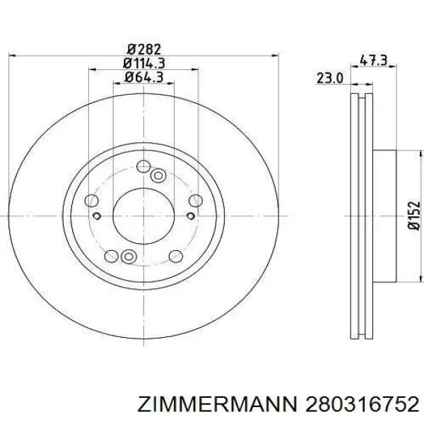 280316752 Zimmermann Гальмо дискове переднє