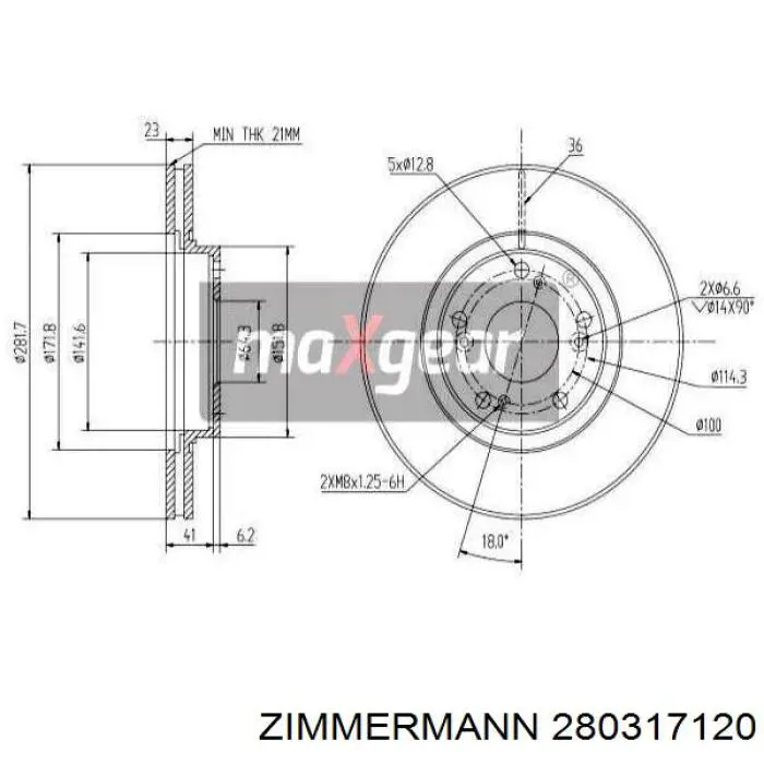 Гальмівні диски передні 280317120 Zimmermann