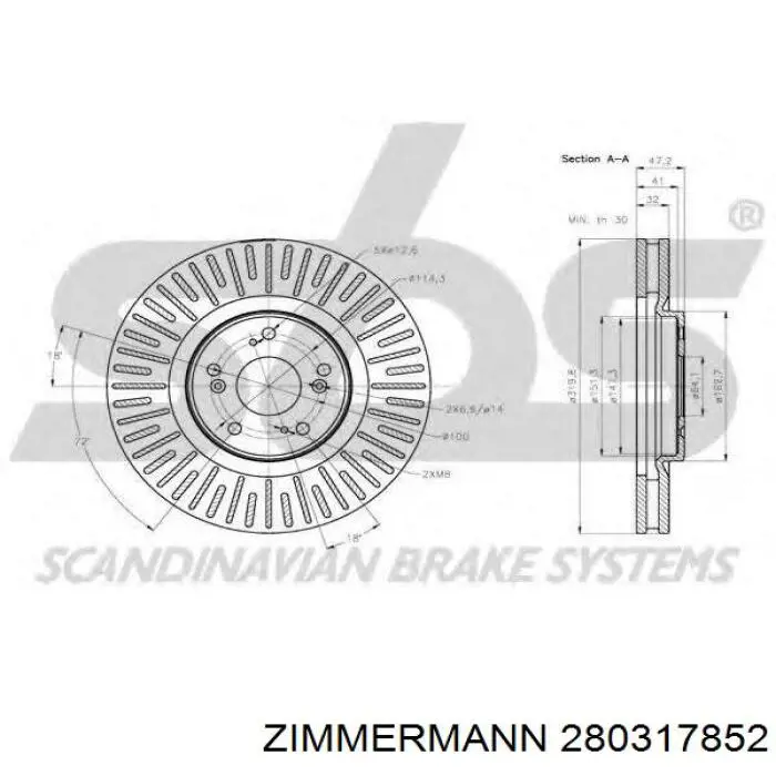 Диск гальмівний передній Zimmermann 280317852
