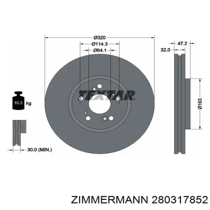 280317852 Zimmermann Гальмо дискове переднє