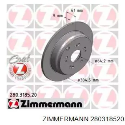 280318520 Zimmermann диск гальмівний задній
