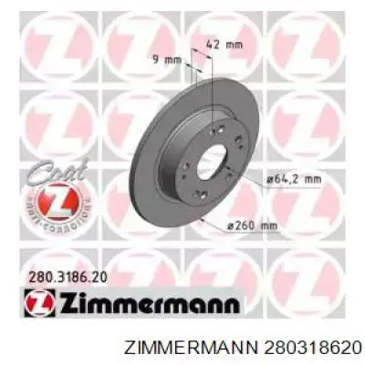 Задні дискові гальма Zimmermann 280318620 ціна, від 28.63 USD