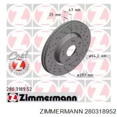 Диск гальмівний передній Zimmermann 280318952