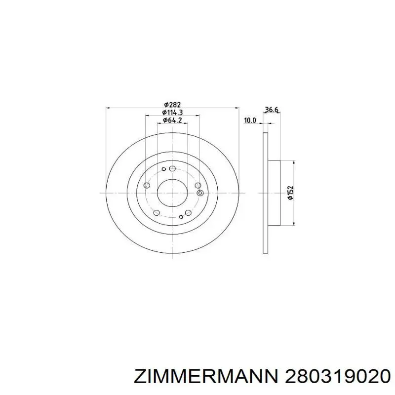 Купити 280319020 Zimmermann Диск заднього гальма