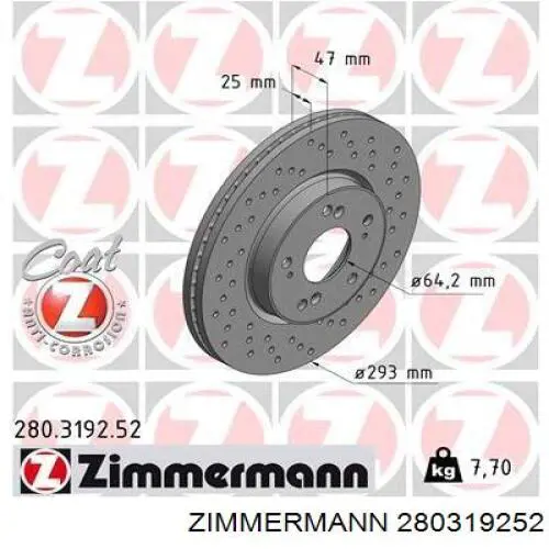 Купити 280319252 Zimmermann Ротор гальмівний