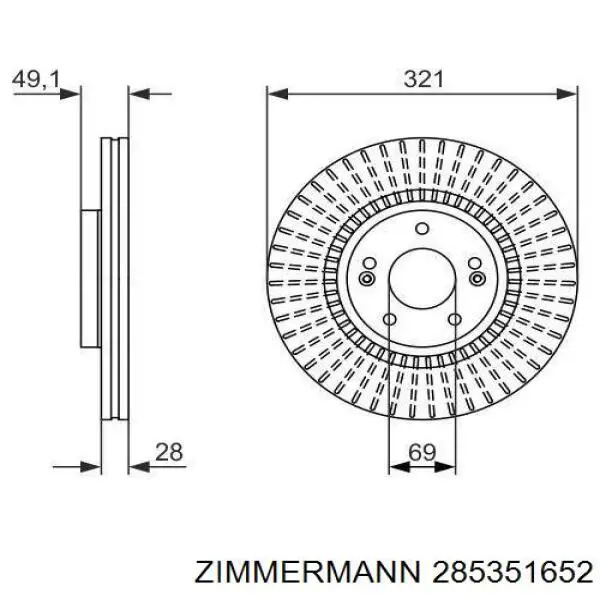 Купити 285351652 Zimmermann Ротор гальмівний