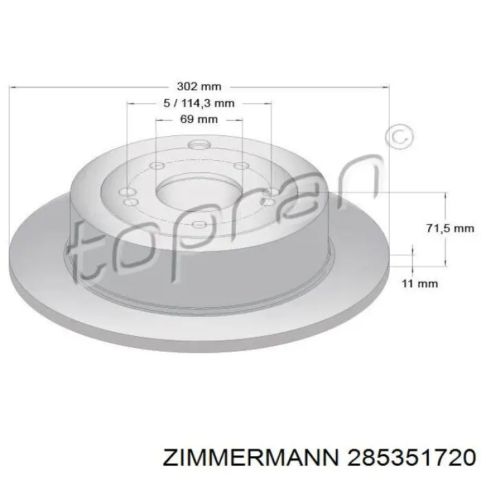 Купити 285351720 Zimmermann Диск заднього гальма