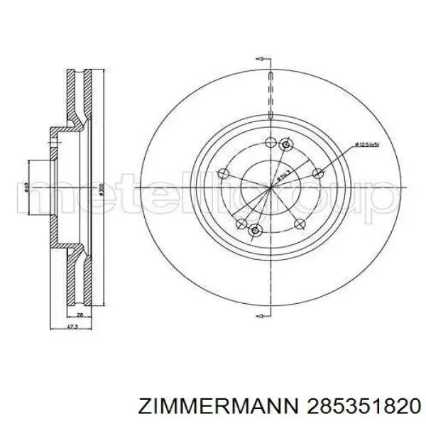 Гальмівні диски передні 285351820 Zimmermann