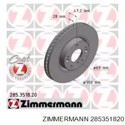 Гальмівні диски передні 285351820 Zimmermann