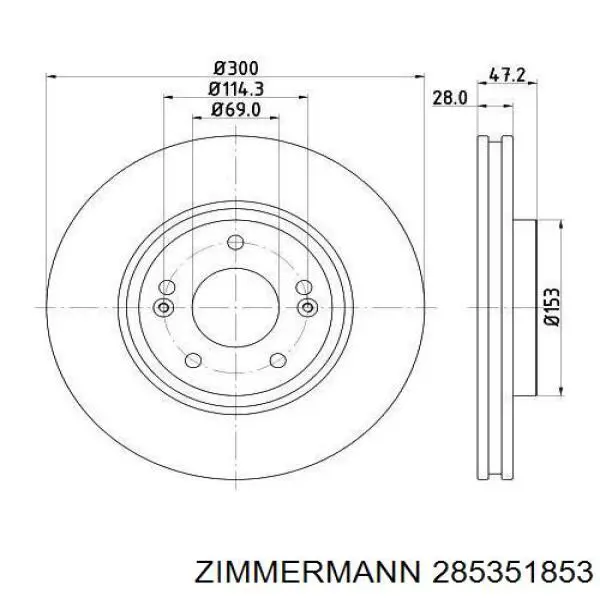 Гальмівні диски передні 285351853 Zimmermann