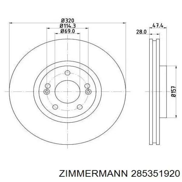 Купити 285351920 Zimmermann Ротор гальмівний