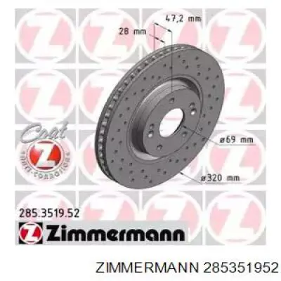285351952 Zimmermann Гальмо дискове переднє