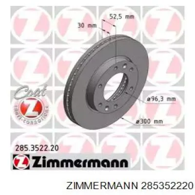 Диск переднього гальма Zimmermann 285352220 ціна, від 57.71 USD